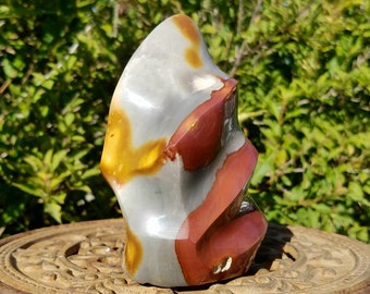 Large Polychrome Jasper Flame Stone Crystal Natural Stone Carved Chakra Altar Gemstone Madagascar Transformation Seeker Energy Reiki Healing