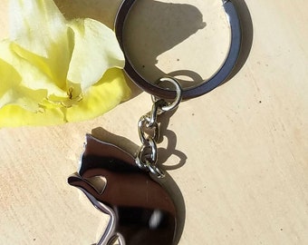 Silhouette Cat Keychain Stainless Steel Silver Key Ring Keyring Familiar Metal Protection Reiki Inspiration Gift Witch Wicca Wiccan Familiar
