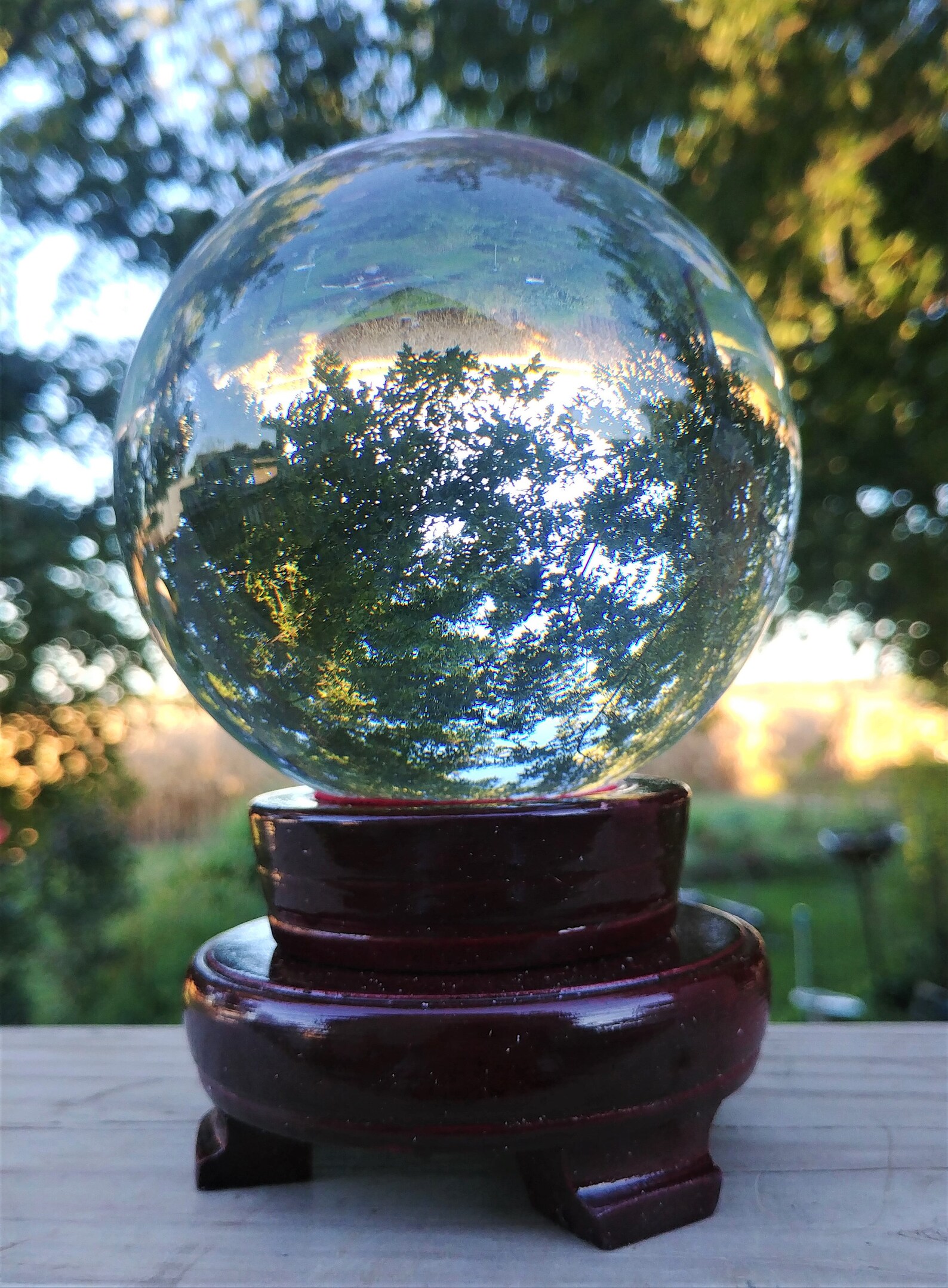 Large Clear Glass Crystal Ball Wood Stand Gift Boxed 100mm Etsy