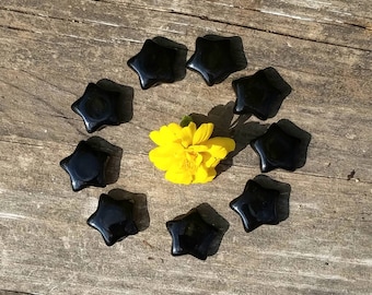 Star Black Obsidian Crystal Carving Gemstone Healing Altar Yoga Chakra Reiki Metaphysical Altar Décor Witch Wicca Pagan Spell Magic