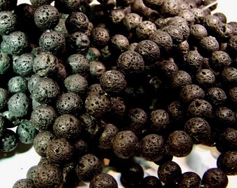 8mm Lava Round Black Beads Gemstone Diffuser Aromatherapy Essential Oil Healing Stone Jewelry Making Supplies Supplier Bulk Beads Chakra