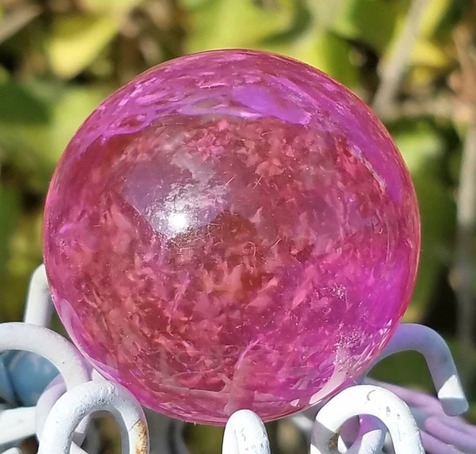 Hot Pink Glass Crystal Ball Wood Stand 40mm Divination Gazing Etsy