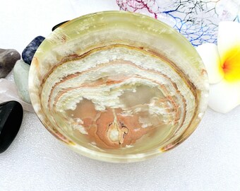 Onyx Stone Crystal Bowl Plate Deep Hand Carved Polished Smudging Incense Wiccan Offering Wicca Altar Office Smudge Palo Santo Pagan