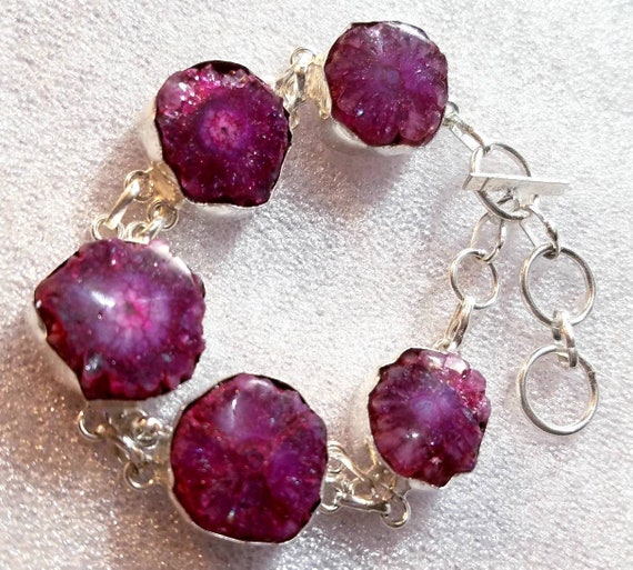 Sterling Silver Reflections Fuschia Quartz Stone Bead