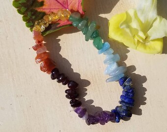 7 Chakra Crystal Chakra Bracelet Semi Precious Gemstone Stackable Yoga Healing Natural Stone Reiki Charged Crystal Metaphysical