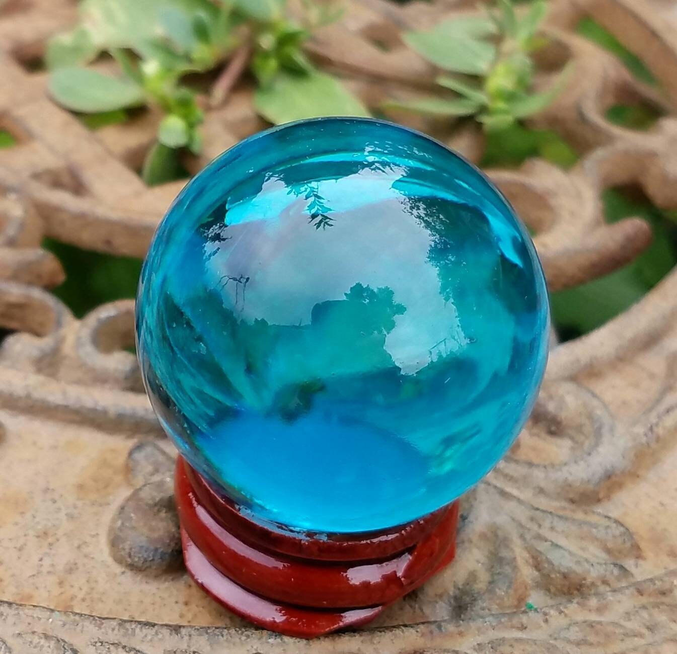 Ocean Blue Glass Crystal Ball Stand 40mm Divination Gazing | Etsy