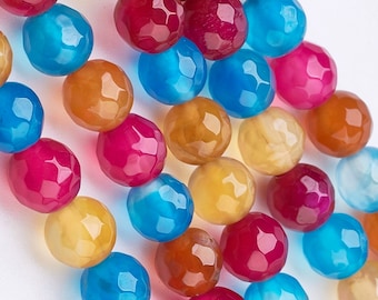 8mm Agate Dyed Faceted Gemstone Bead Stone Crystal Jewelry Making Supplies Spacer
