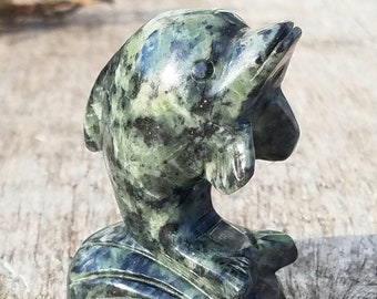 Dolphin Black Jade Hand Carved Stone Crystal Talisman Totem Reiki Infused Healing Stone Chakra Metaphysical Meaning