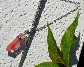 Wand Magic Magical Enchanted Pendulum Cherry Quartz Dowsing Hand Crafted Magick Witch Pagan Wiccan Wicca Craft Spell Altar Tool