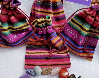 7 Chakra Alignment Tumbled Crystal Set with Tapestry Bag, Chakra Chart & 2 FREE Gemstones Wicca Reiki New Age Meditation Yoga Healing Gift
