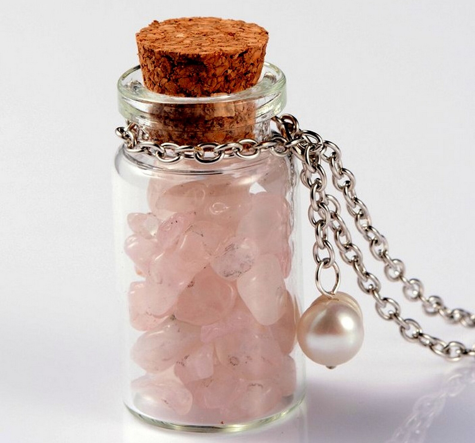 Rose Quartz Bottle Necklace Pendant Crystal Gemstone Chakra Etsy