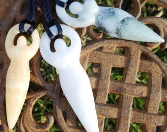 Goddess Crystal Pendant Calcite Jade Necklace Carved Stone Moon Altar Crystal Wicca Pagan Witch Metaphysical Jewelry Occult Jewelry Gothic