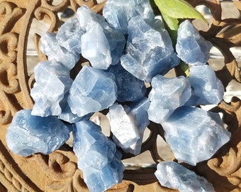 Blue Calcite Raw Rough Stone Crystal Gemstone Healing Reiki Chakra Metaphysical Wiccan Pagan Occult Altar Yoga Meditation Shaman Magick