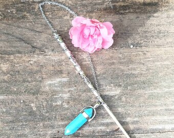 Wand Magic Magical Enchanted Pendulum Turquoise Howlite Dowsing Hand Crafted Magick Witch Pagan Wiccan Wicca Craft Spell Altar Tool