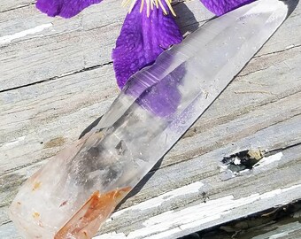 Clear Quartz Laser Crystal Point Wand Etched Included Shaman DT Healing Self Healed Raw Gemstone Rare Shape Dream Stone Mineral Raw Gemstone