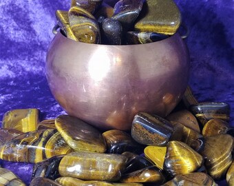 Tigers Eye Crystal Gemstone Tumbled Stone Chakra Polished Reiki Charged Healing Metaphysic Wicca Grids Protection