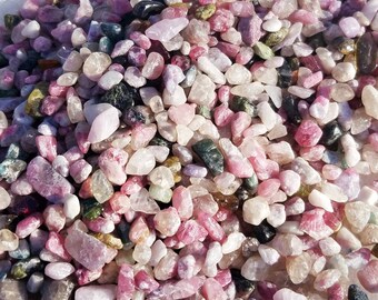 Watermelon Mix Tourmaline Gemstone Chips Bottle Jewelry Making No Hole Undrilled Gem Chakra Meditation Yoga Altar Pagan Metaphysical Meaning