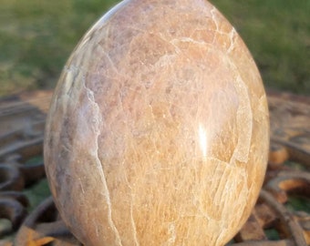 Large Peach Moonstone Carved Polished Egg Crystal Fertility Symbol Office Home Altar Decor Reiki Healing Crystal Chakra
