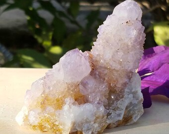 Sunshine Natural Purple Gold Amethyst Citrine Spirit Quartz Cluster Rare DT Double Termination Crystal Cluster Healing Abundance Chakra