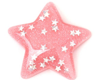 Pink Resin Acrylic Star Jewelry Making Pendant Bead Necklace No Hole Wire Wrapping Grid Gridding Altar