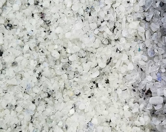 Rainbow White Moonstone Gemstone Chips Nugget Small No Hole Undrilled For Bottle Jewelry Making Gem Chakra Meditation Yoga Altar Pagan