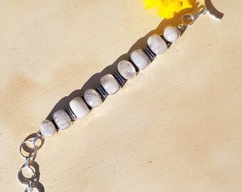 Wide Bracelet Natural Blue Flash Moonstone Gemstone Crystal Bali Sterling Silver Rutilated Reiki Chakra Healing Witch Occult Boho Jewelry