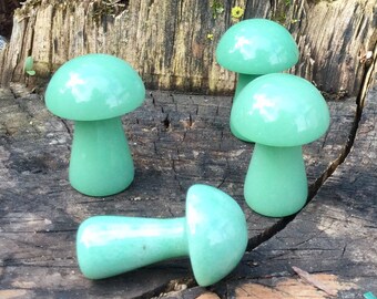 Green Aventurine Mushroom Carved Stone Crystal Healing Rainbow Portal Reiki Infused Wicca Chakra Witch Fairy Garden Decor Magic