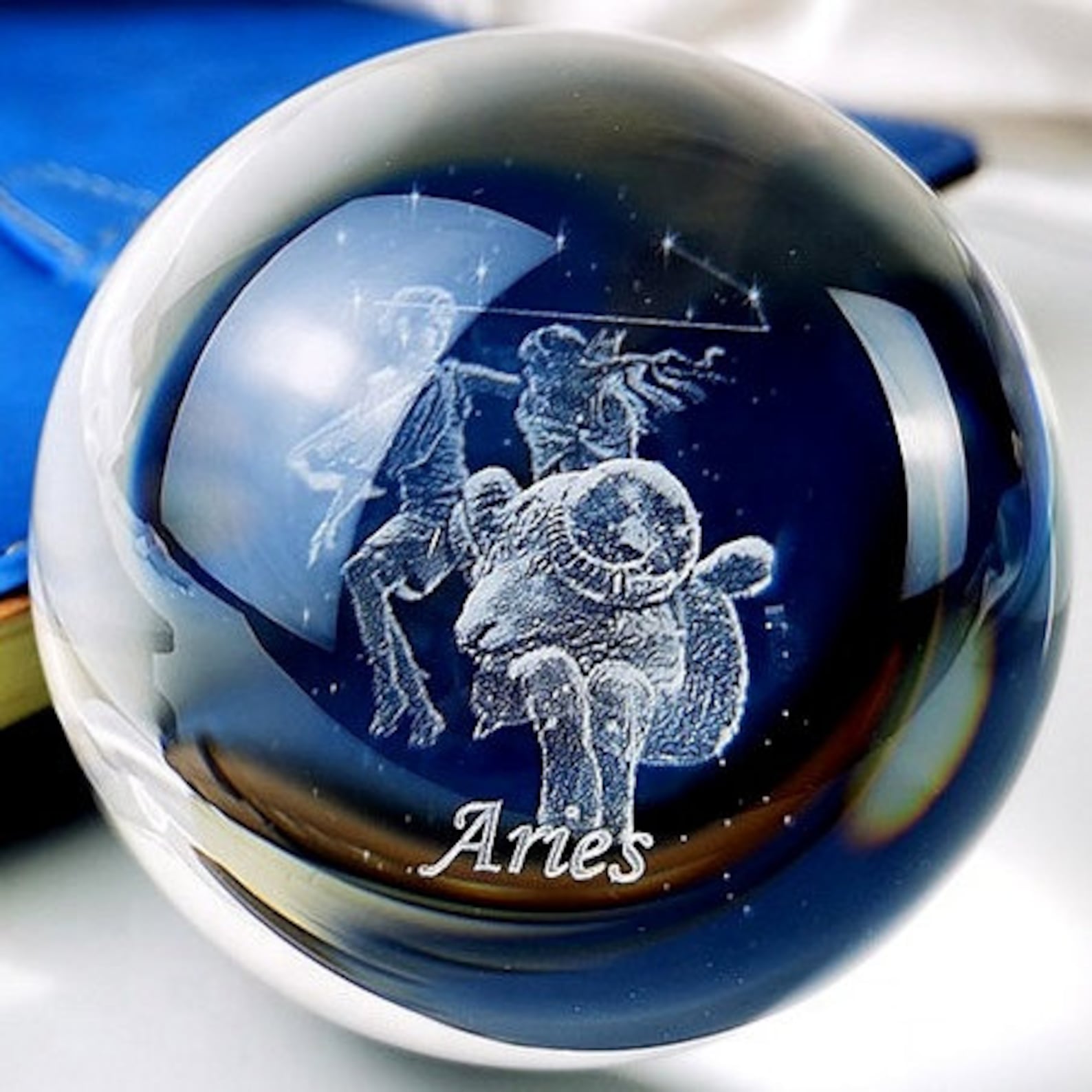 Aries Crystal Ball Zodiac Glass Sphere 60mm Horoscope Symbol Etsy