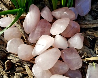 6 Rose Quartz Crystal Tumbled Gemstone Chakra Polished Metaphysical Home Decor Feng Shui Stone of Love Grid FREE Storage Gift Bag Altar