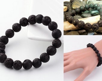 8mm Lava Bracelet Bead Diffuser Men's Women's Anti Anxiety Chakra Meditation Scent Yoga Oil Aromatherapy Metaphysical Crystal Healing