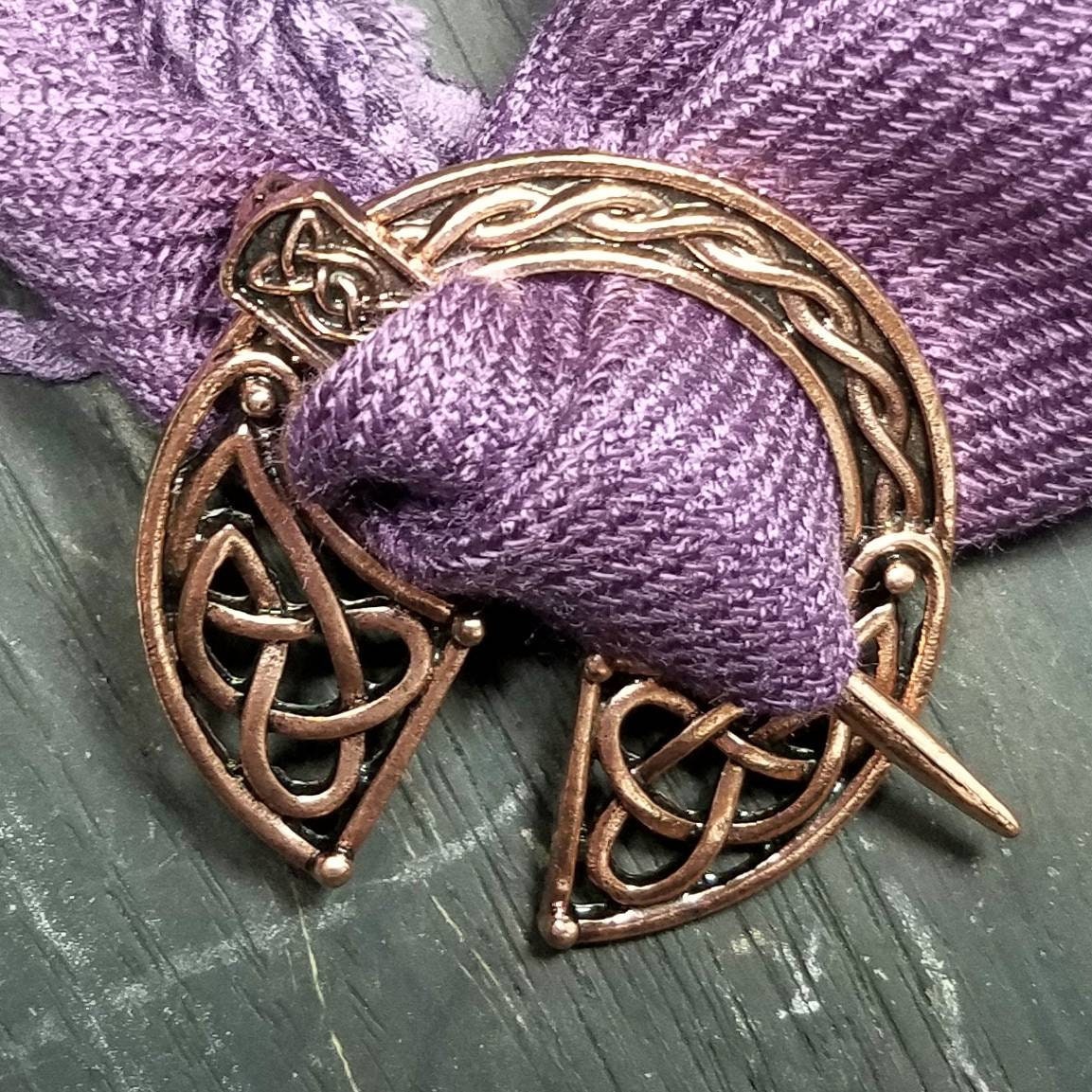 Copper Brooch and Woven Shawl — Celtic Fusion ~ Folklore Clothing