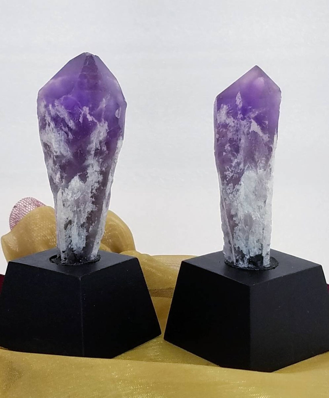 Amethyst Wand Crystal Quartz Point on Stand Specimen Display Etsy España