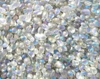 Angel Aura Moonstone Gemstone Chips Medium Nugget No Hole Undrilled For Bottle Jewelry Making Gem Chakra Meditation Yoga Altar Pagan
