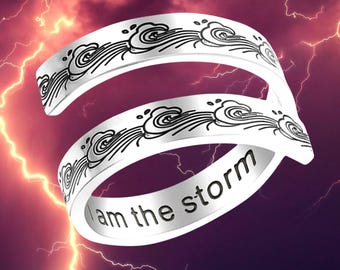 I am the Storm Stainless Steel Silver Ring Goddess Metal of Protection Reiki Healing Hypoallergenic Inspiration Empower Strength Gift