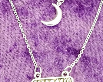 Moon Phase Crescent Moon Charm Necklace Pendant Hand Crafted Silver Witch Pagan Wiccan Wicca Full Moon