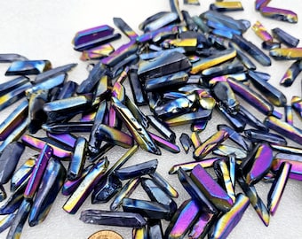 Angel Aura Quartz Pendant Bead No Hole Point Titanium Rainbow Flame Wire Wrapping Grid Gridding Altar Crystal Manifest Prosperity