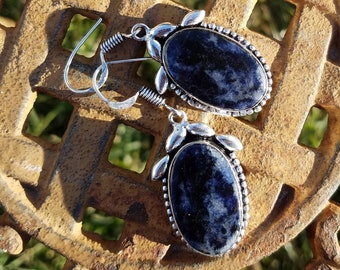 Earrings Snowflake Obsidian Bali Sterling Silver Handmade Stone Goddess Jewelry Crystal Occult Reiki Chakra Strength Heal