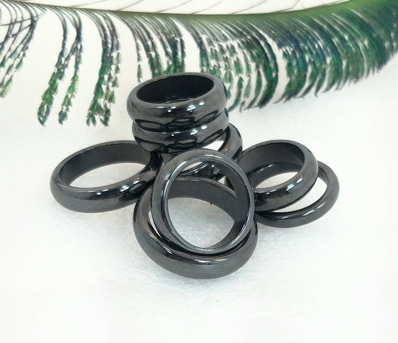 Healing Therapy Hematite Ring Crystal Stone Gemstone Etsy