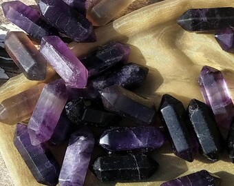 DT Fluorite Crystal Point Jewelry Making Wire Wrap Wand Double Terminated Reiki Charged Chakra Metaphysical Meaning Gemstone Sacred Stone