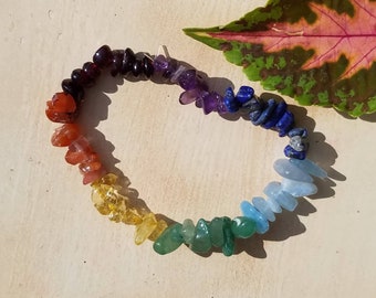 7 Chakra Crystal Chakra Bracelet Semi Precious Gemstone Stackable Yoga Healing Natural Stone Reiki Charged Crystal Metaphysical