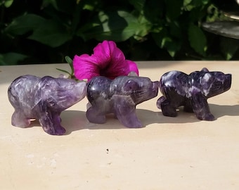 Bears Amethyst Dream Crystal Totem Spirit Animal Stone Statue Hand Carved Statue Wiccan Ritual Altar Home Decor