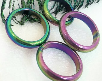 Healing Magnetic Therapy Hematite Ring Colored Crystal Stone Gemstone Reiki Chakra Goddess Arthritis Pain Migraine Energy Stress Aura Pink