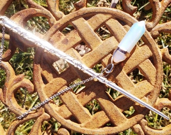 Wand Magic Magical Enchanted Pendulum Opalite Dowsing Hand Crafted Magick Witch Pagan Wiccan Wicca Craft Spell Altar Tool