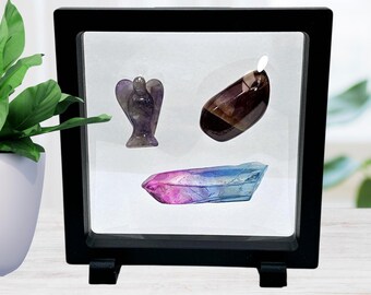 Floating Frame Display 3D Frame Support Base Decorative Stand Frame Suspension Floating Display Case Clam Shell Crystal Jewelry Butterfly