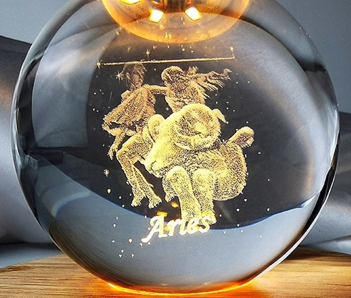 Aries Crystal Ball Zodiac Glass Sphere 60mm Horoscope Symbol Etsy