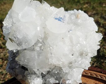 Amazing Clear Quartz White Cluster Raw Gemstone Zeolite Apophyllite Large Rough India Specimen Crystal Reiki Healing Mineral Display