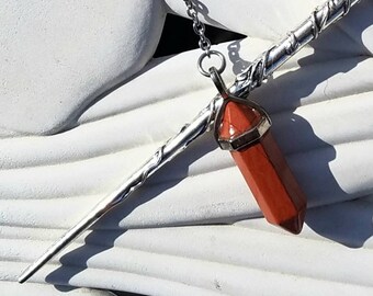 Wand Magic Magical Enchanted Pendulum Red Jasper Dowsing Hand Crafted Magick Witch Pagan Wiccan Wicca Craft Spell Altar Tool