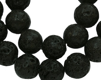 10mm Round Black Lava Beads Gemstone Diffuser Aromatherapy Essential Oil Healing Stone Jewelry Making Supplies Supplier Bulk Beads Chakra
