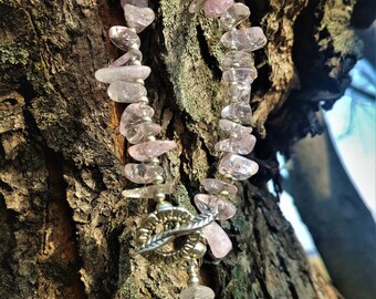 Rose Quartz Bracelet Handcrafted Bali Sterling Silver Toggle Clasp Reiki Natural Stone of Love Heart Chakra Crystal Healing