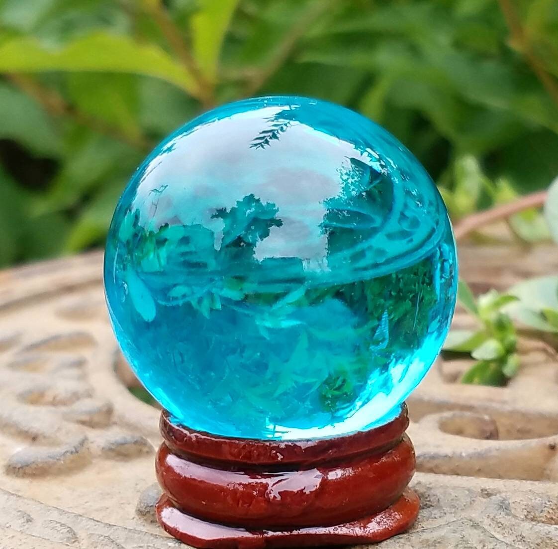 Ocean Blue Glass Crystal Ball Stand 40mm Divination Gazing | Etsy